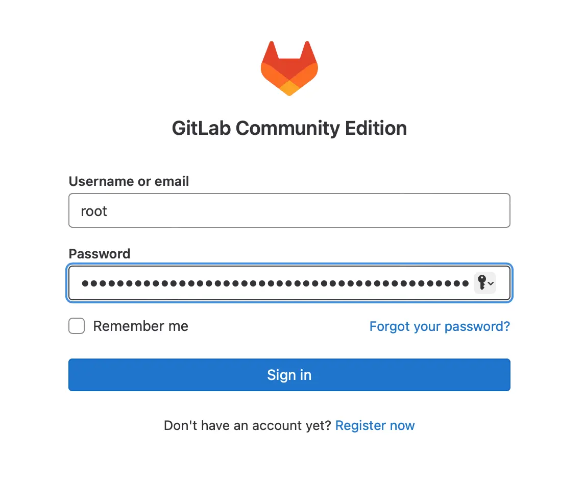 GitLab login page (Screenshot by authors)