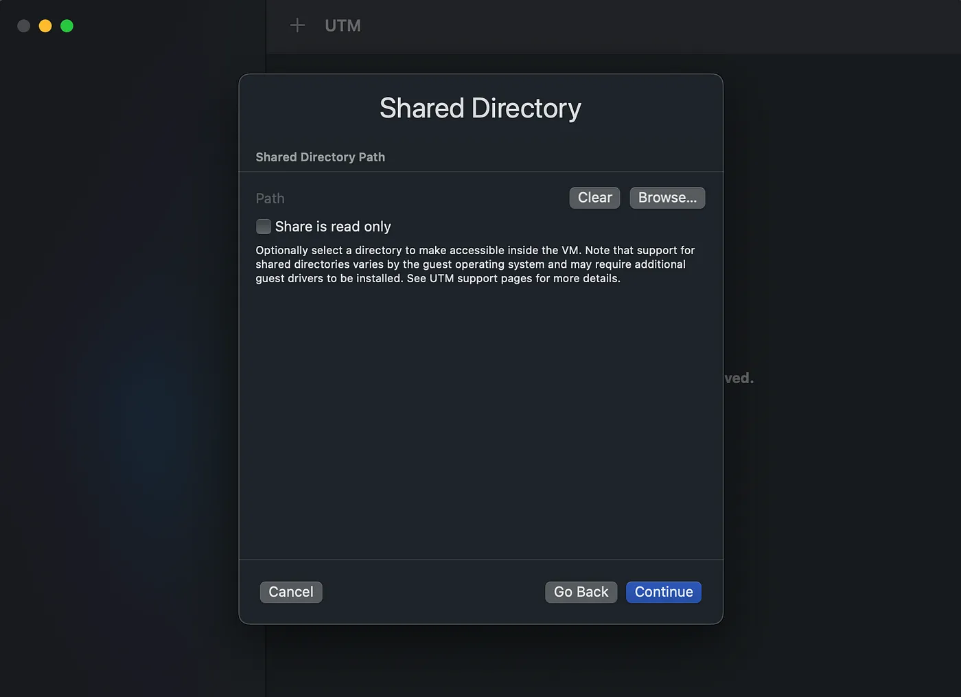 Choose Shared Directory