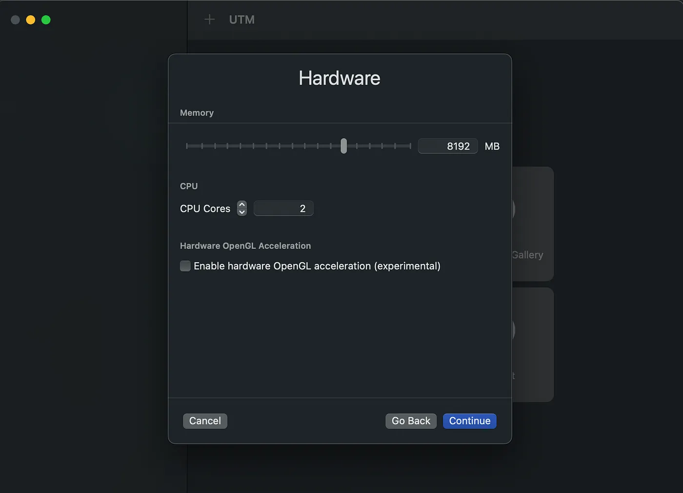 Configuration of the hardware