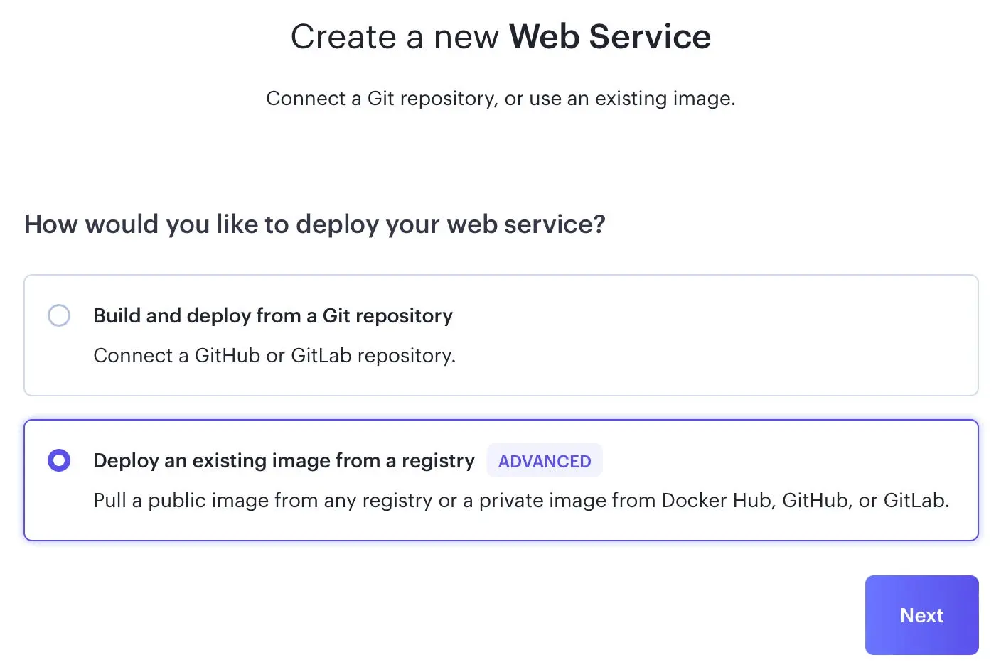 How would you like to deploy your web service? (Screenshot by authors)