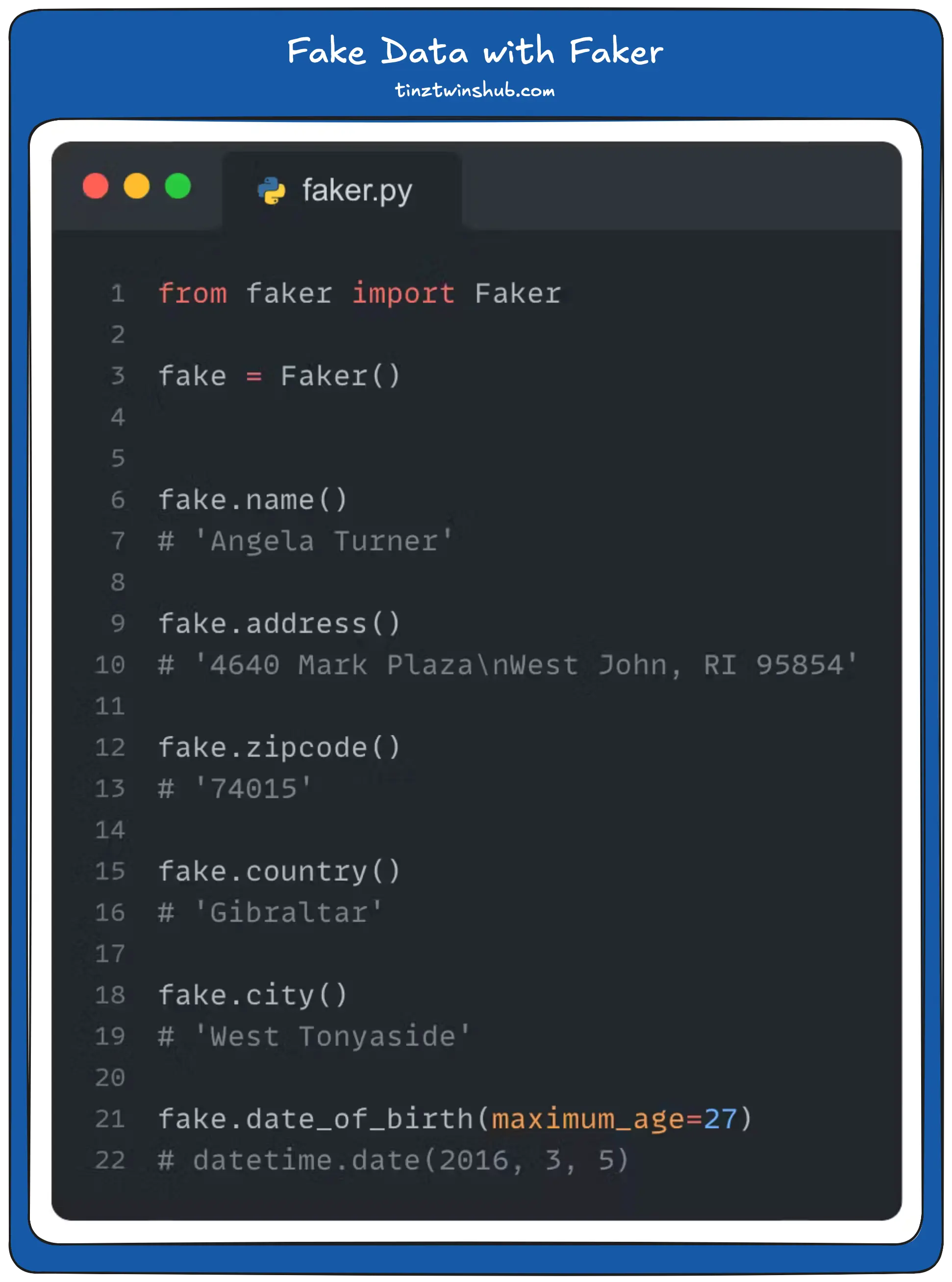 Python package faker in action